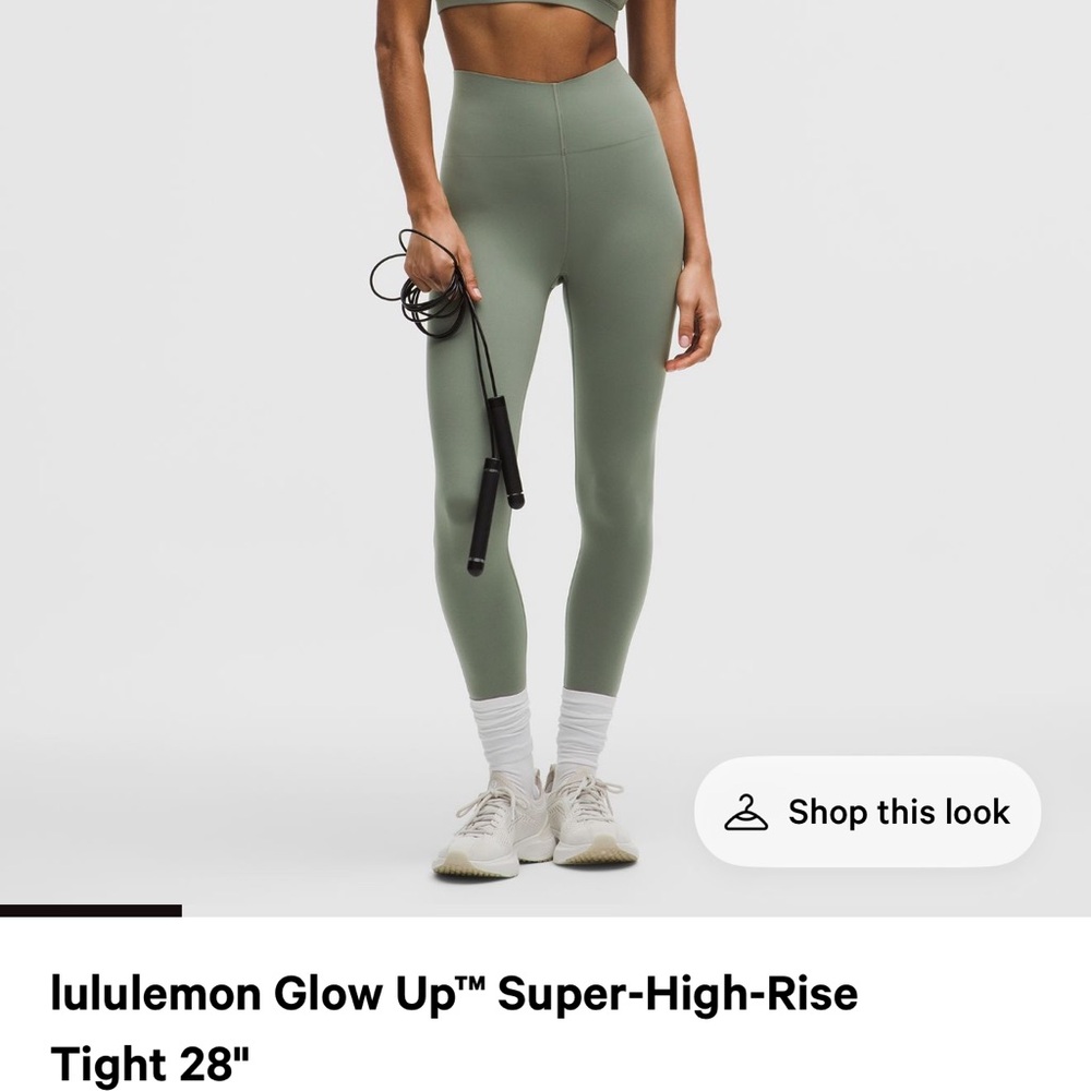 lululemon Glow Up Super High-Rise Leggings in Ash grey, length 28’, Size 4